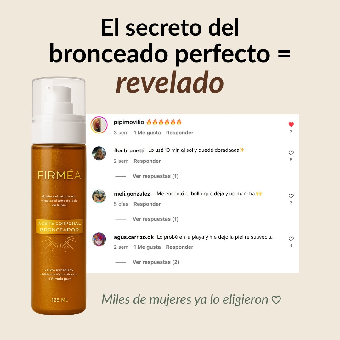 Acelera el bronceado y realza el tono dorado de la piel